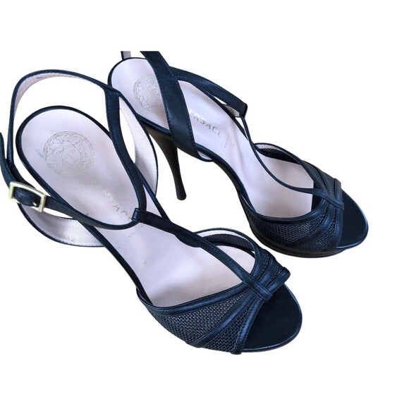 Versace Black Leather T-Strap Platform Sandals Size 40/9.5 US Nwot & No Box - Picture 8 of 10